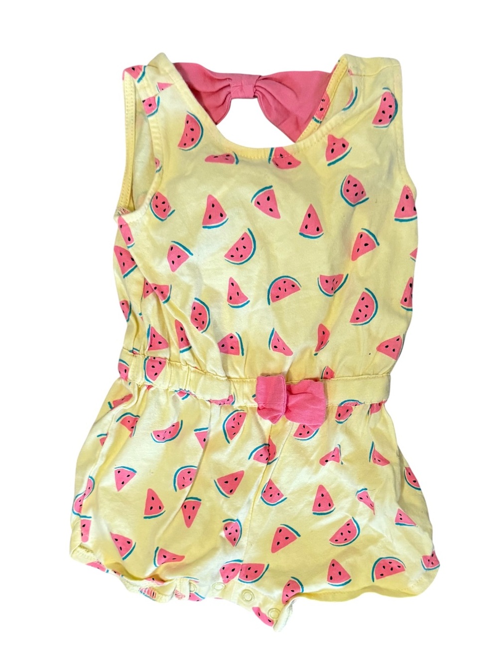 First Impressions Yellow and Pink Watermelon Print One-Piece